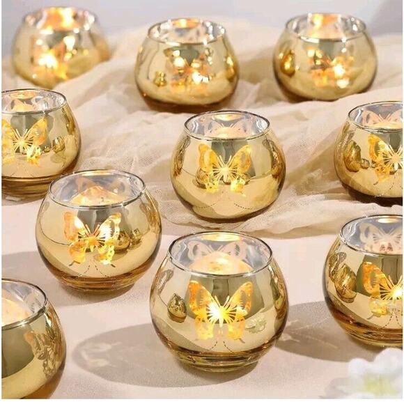 Unbranded Other - Gold Votive 7 Piece Tea Lights Candle Holders Weddings Parties Event Decor